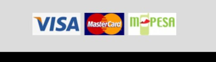 We accept Visa, Mastercard, and M-Pesa